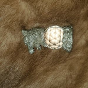 Vintage crystal zoo wolf call model #2104 Pewter figurine Comstock CCI